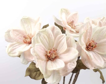 Vintage Style Magnolia Stem 66cmH in Cream | Magnolia Flower Stem | Artificial Flowers | Home Party Decor | DIY Flower Arranging