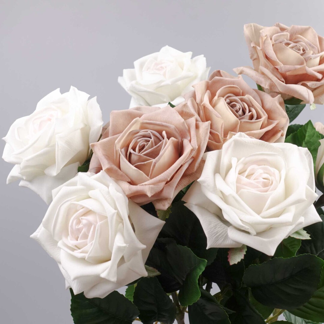 Real Touch Big Head Garden Rose Stem (type 2) 60cmh | Artificial Faux ...