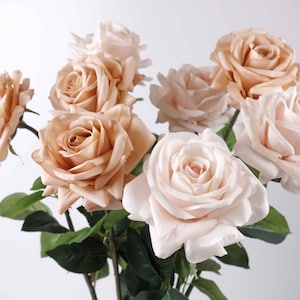Real Touch Big Head Garden Rose Stem (Type 1) 75cmH | Artificial Faux Flowers | Rose Stem | Single Rose Flower