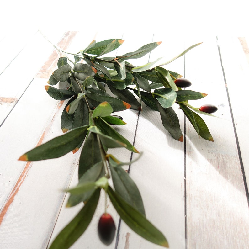 Olive Branch 55cmH Olive Leaf Spray Artificial Olive Stem Etsy