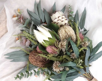Native Protea Banksia Bouquet 70cmH x 40cmW | Hand-tied Native Flower Bouquet | Australian Native | Artificial Flowers Decor | Flower Gift