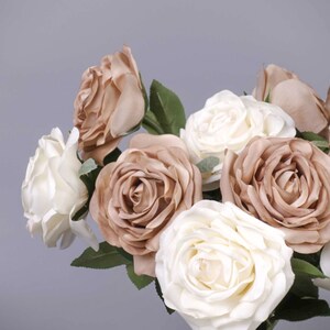 Real Touch Big Head Garden Rose Stem (Type 4) 37cmH | Artificial Faux Flowers | Rose Stem | Single Rose Flower