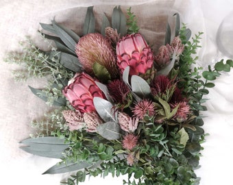 Native Protea Banksia Bouquet 70cmH x 40cmW | Hand-tied Native Flower Bouquet | Australian Native | Artificial Flowers | Home Decor