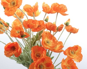 Poppy Flower Stem in Orange 60cmH | Artificial Flowers | Poppy Flower | Home Party Decor DIY | Flower Arrangements