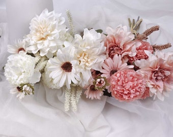 Dahlia Daisy Mum Mix Bouquet 37cmH | Artificial Flower Bouquet | Artificial Wedding Bouquet | Home Party Decor | Flower Australia