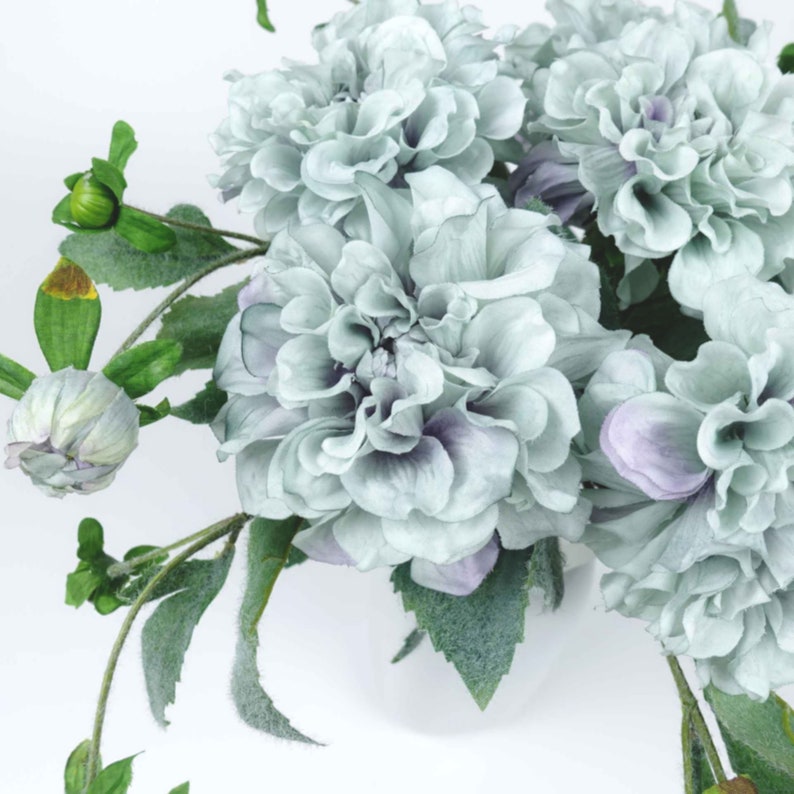 Luxury Silk Dahlia Flower Stem in Dusty Blue 41cmH Etsy