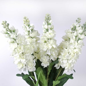 Stock Flower Stem 80cmH | Delphinium Flower | Artificial Stock Flower | White Stock Delphinium | Faux Stock Flower