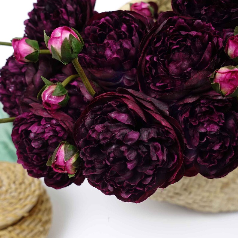 Silk Ranunculus Stem in Burgundy 54cmH Artificial Flower Etsy