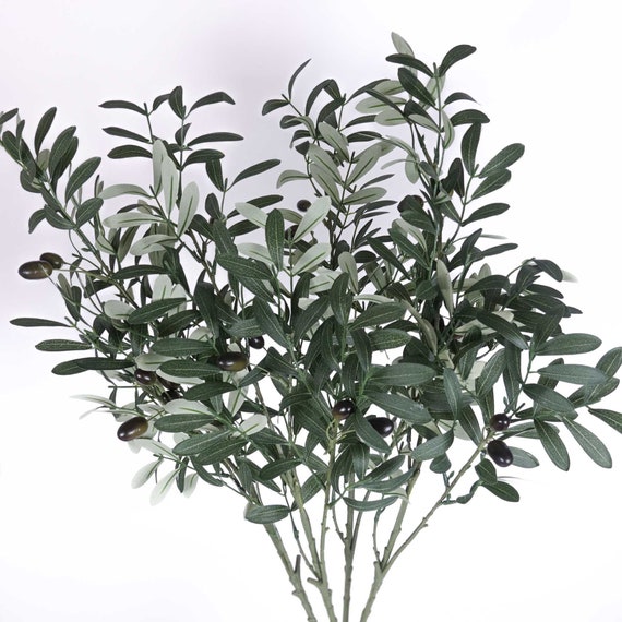 Olive Leaf Spray 88cmH | Olive Leaf Stem | Artificial Olive Fruit Stem  | Faux Flower Greenery | Home Party Decor