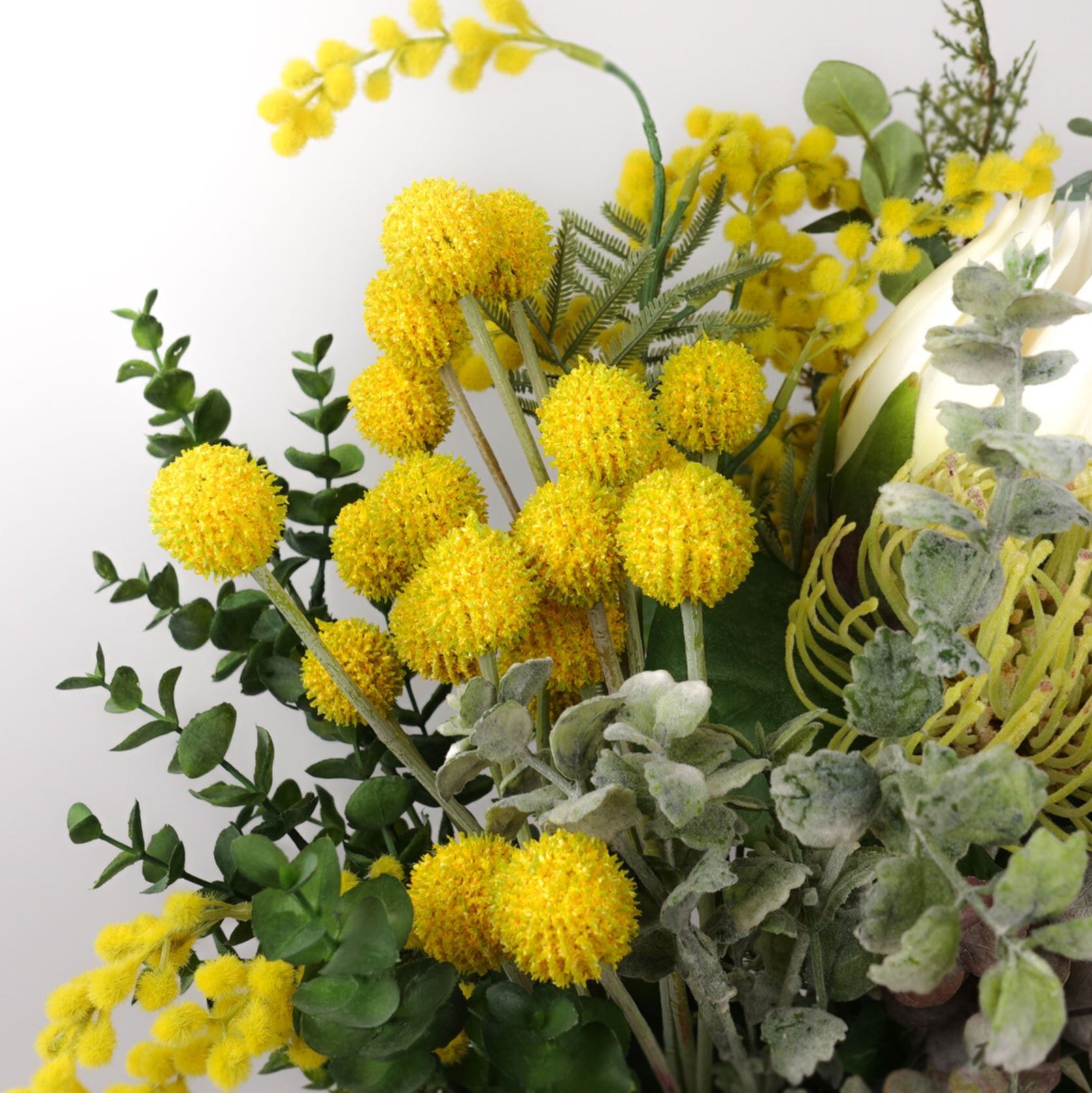 7 Heads Billy Button Spray in Yellow 62cmh Artificial Billy Etsy