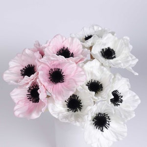 6 Stems Real-touch Anemone Bunch 25cmH | Artificial Anemone Flowers | Home Decor | Flower Decoration | Faux Anemone