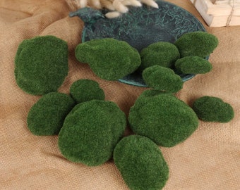 12pcs Artificial Faux Moss Stone Rocks | Terrariums Moss Rocks | Moss Balls | Decor Grass Balls | Artificial Plants Australia