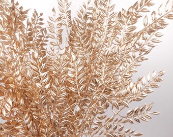 Gold Ficus Leaf Long Spray 82cmH | Artificial Gold Leaf | Faux Flower | Home Decor | Flower Display DIY Arranging |