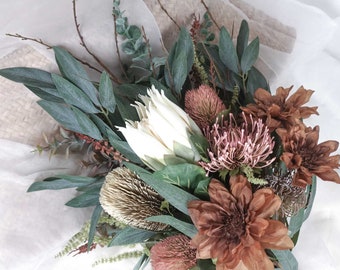 Native Protea Dahlia Bouquet 70cmH x 40cmW | Hand-tied Native Flower Bouquet | Australian Native | Artificial Flowers | Home Decor