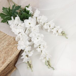 Real Touch Delphinium Flower Stem in White 80cmH | Delphinium Flower | Artificial Stock Flower | White Stock Delphinium | Faux Delphinium