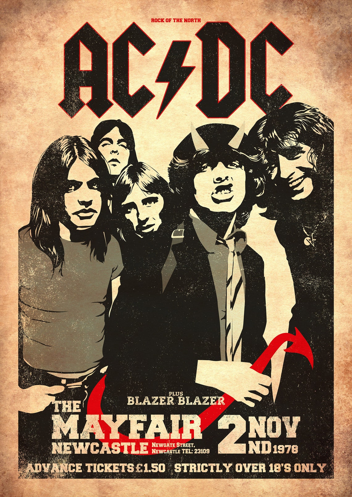 AC/DC Retro Style Concert Poster Art Print | Etsy
