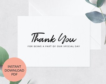 Wedding Thank You Card, Digital Thank You Card, Print yourself Thank You Note