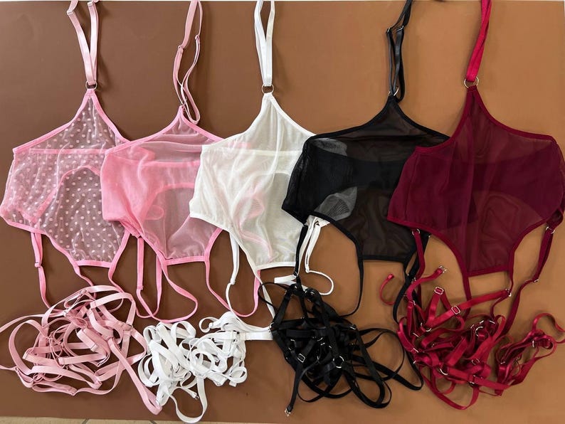 Erotic open lingerie Sexy see through bodysuit Cupless bra Crotchless panties TOUCH Open crotch lingerie, Sheer mesh plus size lingerie set