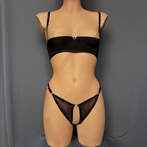 Cupless bra Quarter cup bra Self bra open - KLEO | Mesh handmade lingerie bra for big bust Custom size Different colors Mature