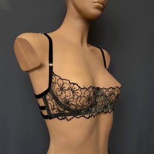 Bestickter Regal-BH 1/4 Körbchen Bralette - ROXY Floral Lingerie Bügel-BH mit Unterstützung für Frauen