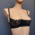 Black Lace Shelf Bra - Unlined Bralette - Lingerie