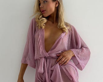 See through robe  babydoll - TOKIO | Sheer mesh robe, Bride lingeries sheer robe, See thru nightgown