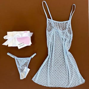 See through nightie Mesh nightgown Seductive negligee lingerie Sexy nightgown Crop top Sheer shorts Transparent pajamas image 7