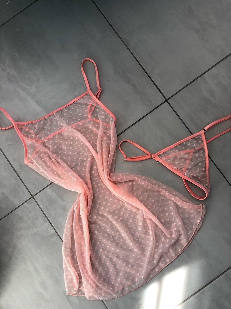 See through negligee - LURE Sheer nightgown, Sheer sexy nightwear, Naughty lingerie, Transparent lingerie, Sheer babydoll, Mesh night dress image 8