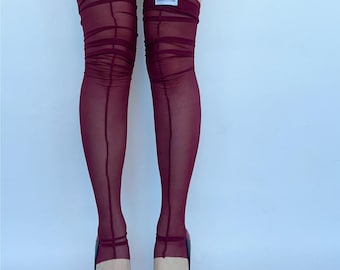 Sheer Thigh High Stockings Women Mesh Socks Open Toe Full Foot Options