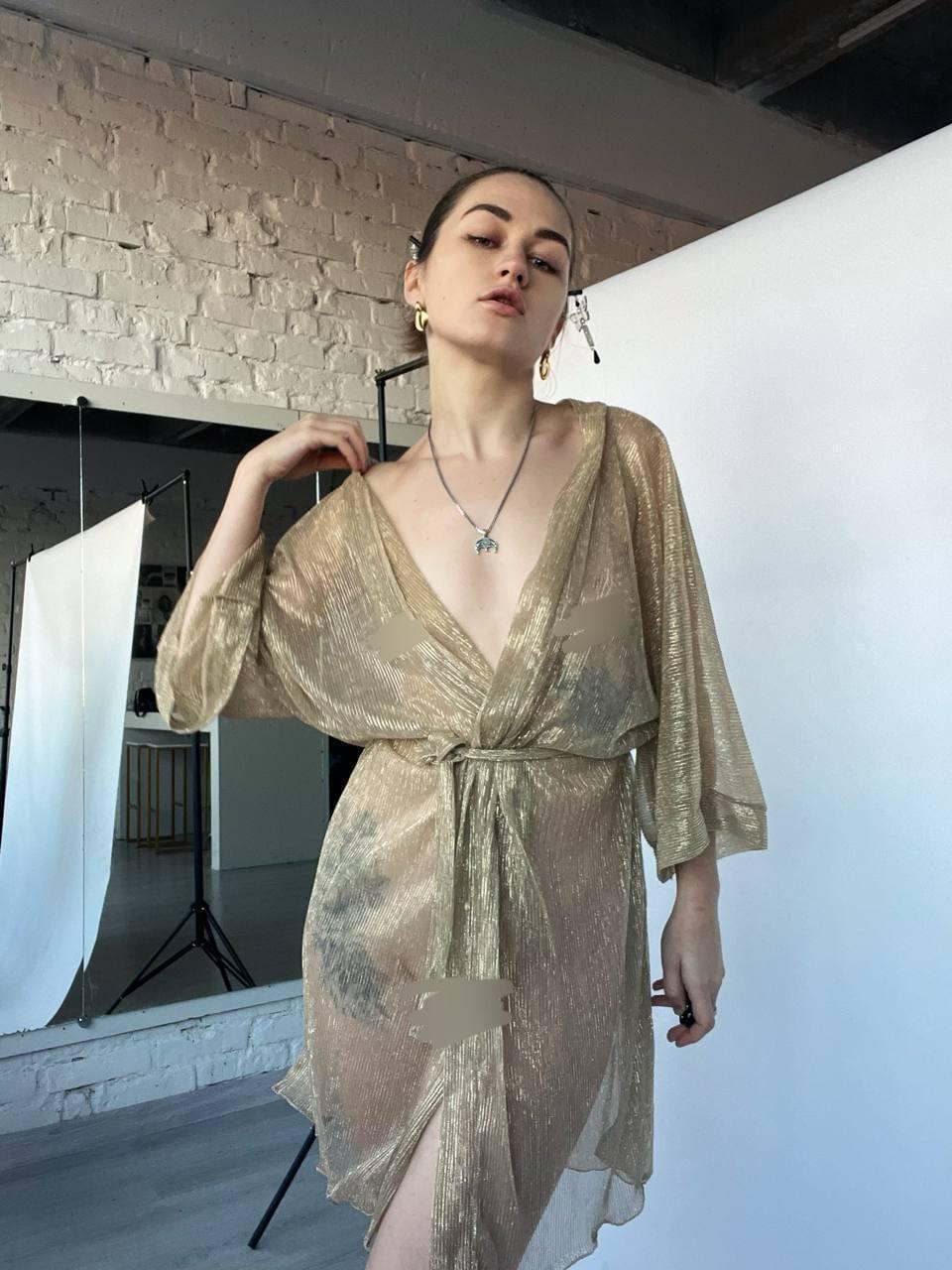 all things golden kimono dress Gold 3X-Large