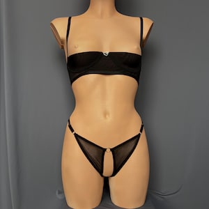 Cupless bra Quarter cup bra Self bra open - KLEO | Mesh handmade lingerie bra for big bust Custom size Different colors Mature