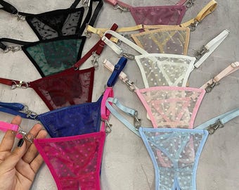 透け感のあるクロッチレスパンティー - NATALY | オープンクロッチのTバックまたはスタンダードスタイルからお選びいただけます