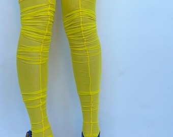 Sheer Thigh High Stockings Women Mesh Socks Open Toe Full Foot Options