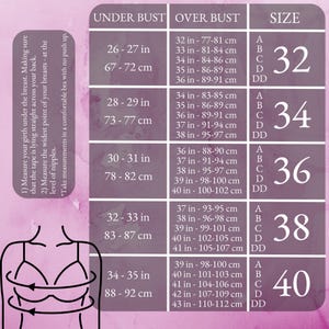 a woman's bra size chart with measurements