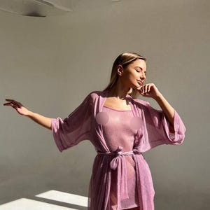 Glitter shiny See through babydoll See thru nightgown Mesh lingerie Negligee dress Sheer mesh dress Transparent lingerie See through robe