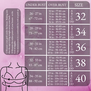 a woman's bra size chart with measurements