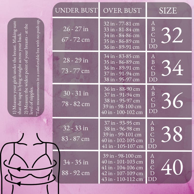 a woman's bra size chart with measurements