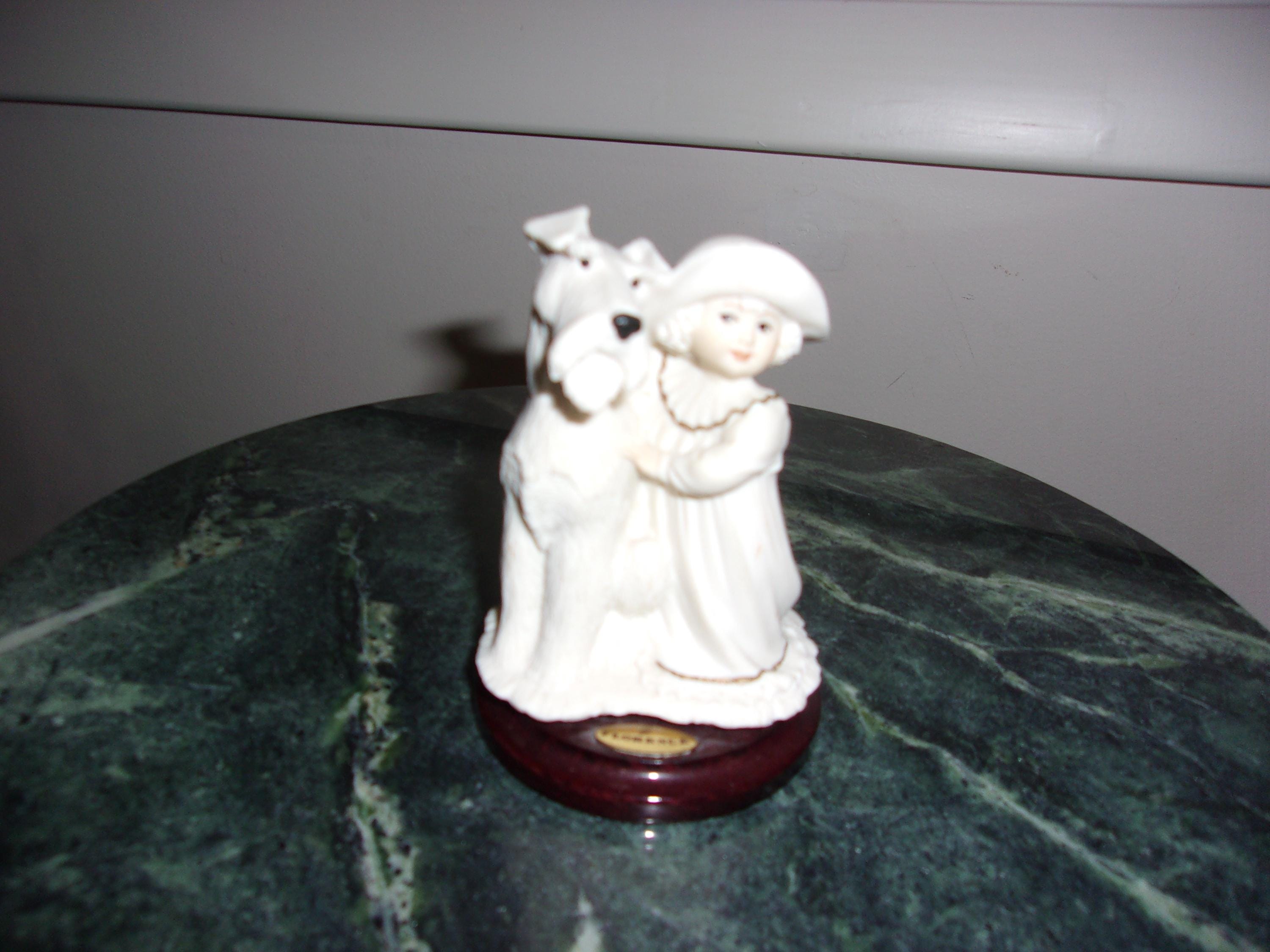 Vintage Handcrafted Porcelain Girl With Dog Capodimonte Italy