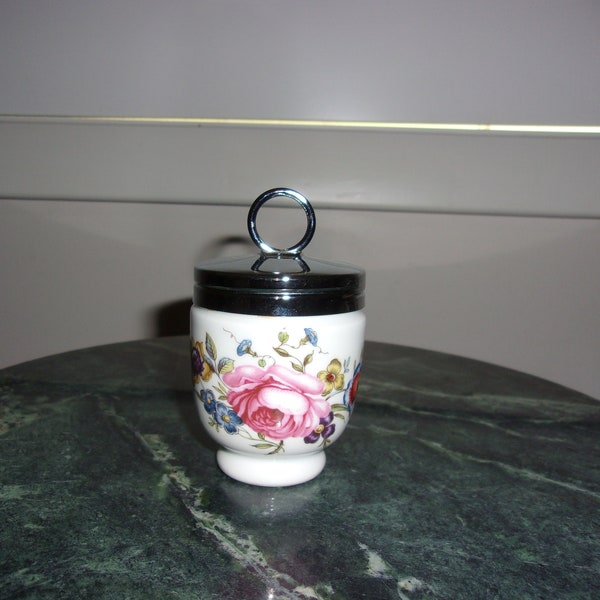 Vintage Royal Worcester porcelana floral huevo Coddler hecho en Inglaterra