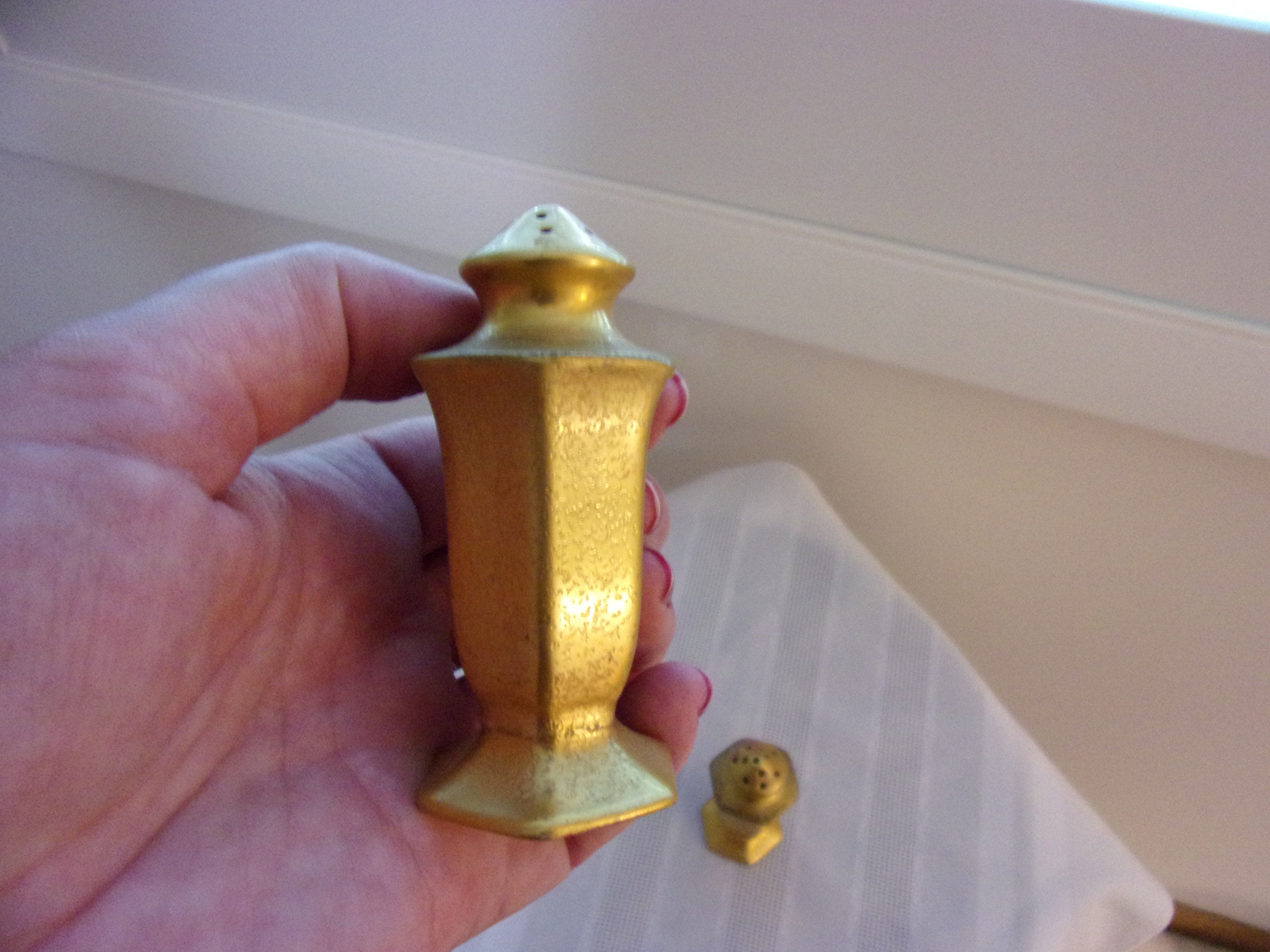 Vintage Gold Tone Salt & Pepper Shakers Etsy