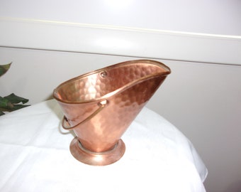 Vintage Hammered Copper Plated Bucket With Handle