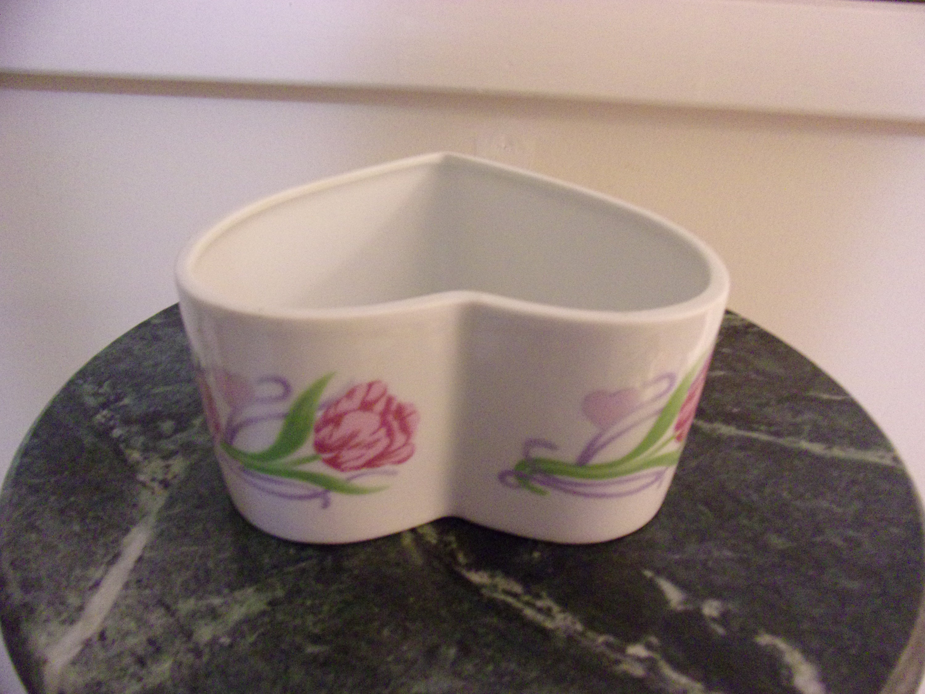 Vintage Heart Shaped Floral Ceramic Container Etsy