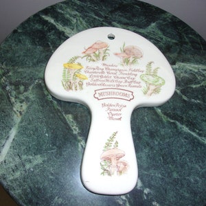 Vintage Handpainted Ceramic Mushrooms Wall Plaque Made In Brazil