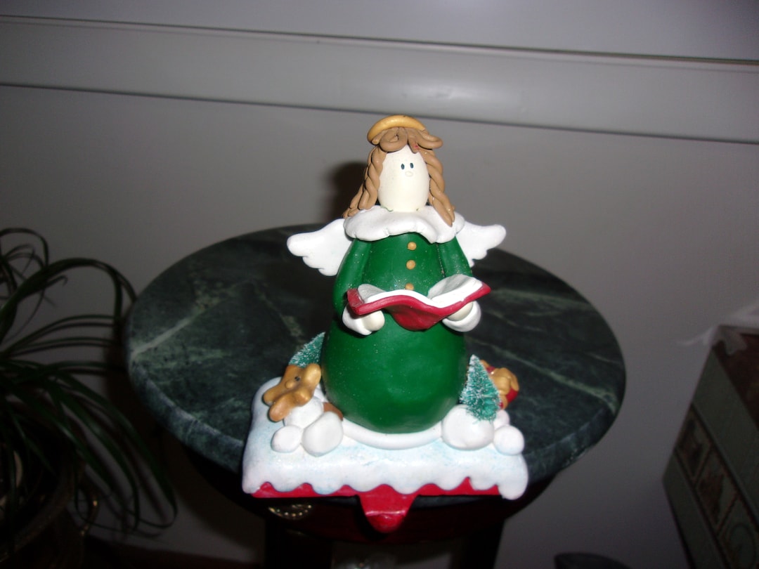 Vintage Heavy Angel Stocking Holder With Cast Iron Base Etsy