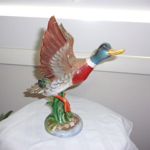 Vintage Ceramic Handcrafted Duck Statue Made In Italy