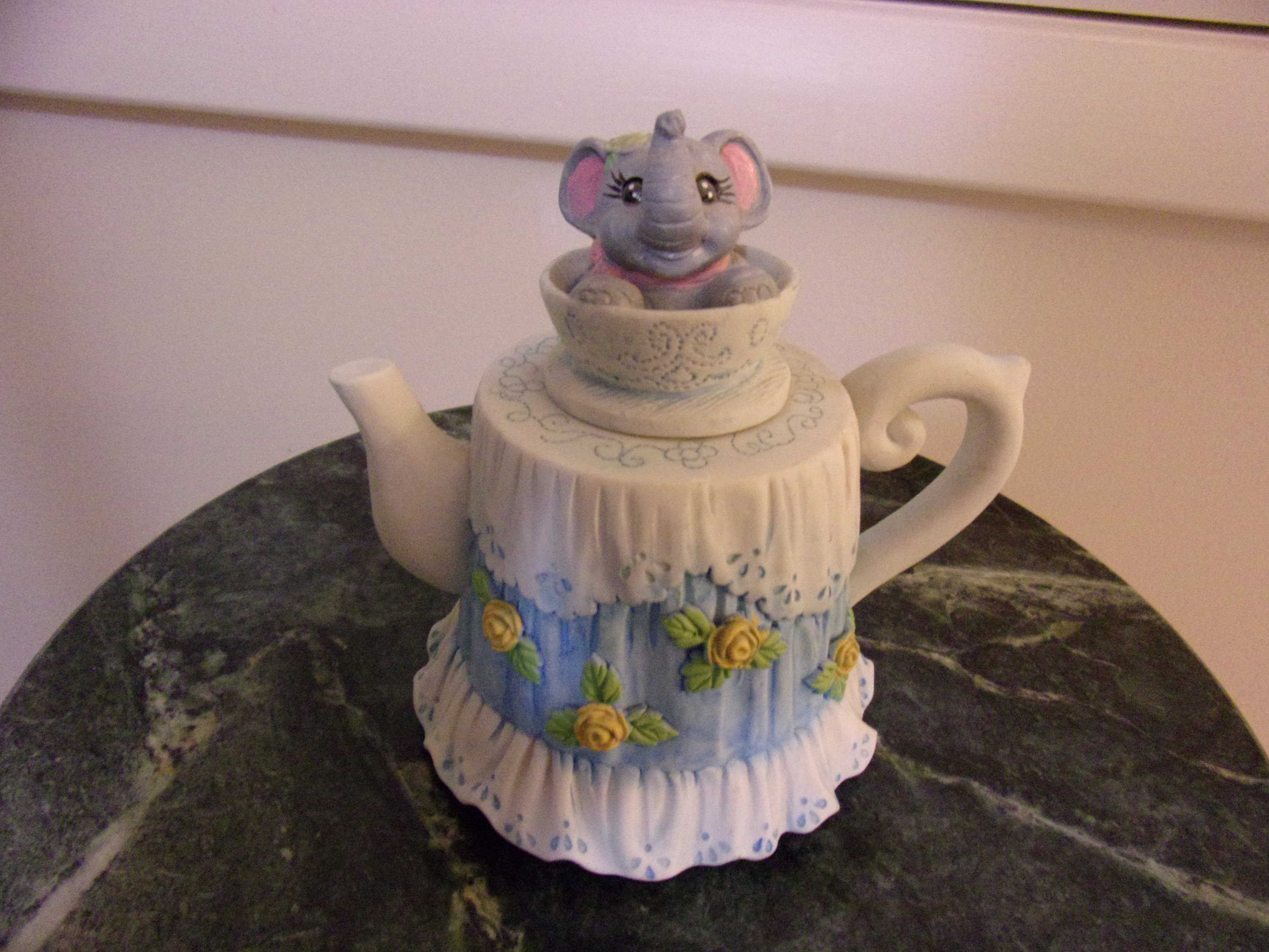 Unique Vintage Teapot With An Elephant On Top Music Box Etsy