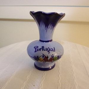 Vintage Small Handcrafted Ceramic Vase Made In Portugal