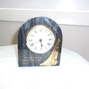 Vintage Stone Sailboat Clock &quot;He Walks Upon The Wings Of The Wind&quot; Clock