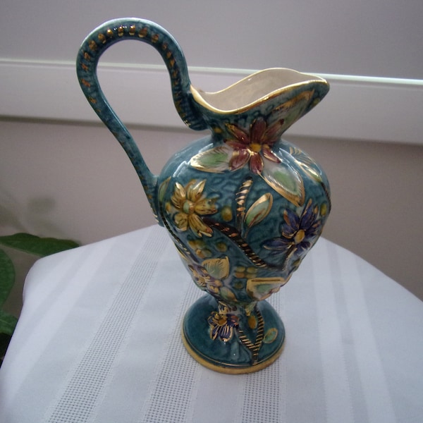 Vintage Fine Art Ceramics Handpainted Ewer Bud Vase