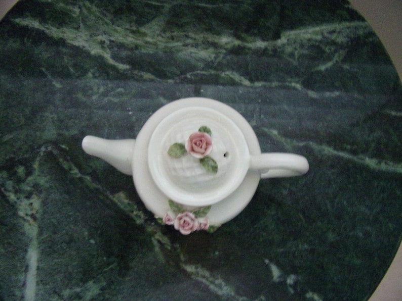 Unique Porcelain Miniature Teapot With Floral Design
